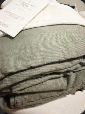 Restoration Hardware RH * Full / Queen * Tumble Washed Twill Duvet Cover * MOSS